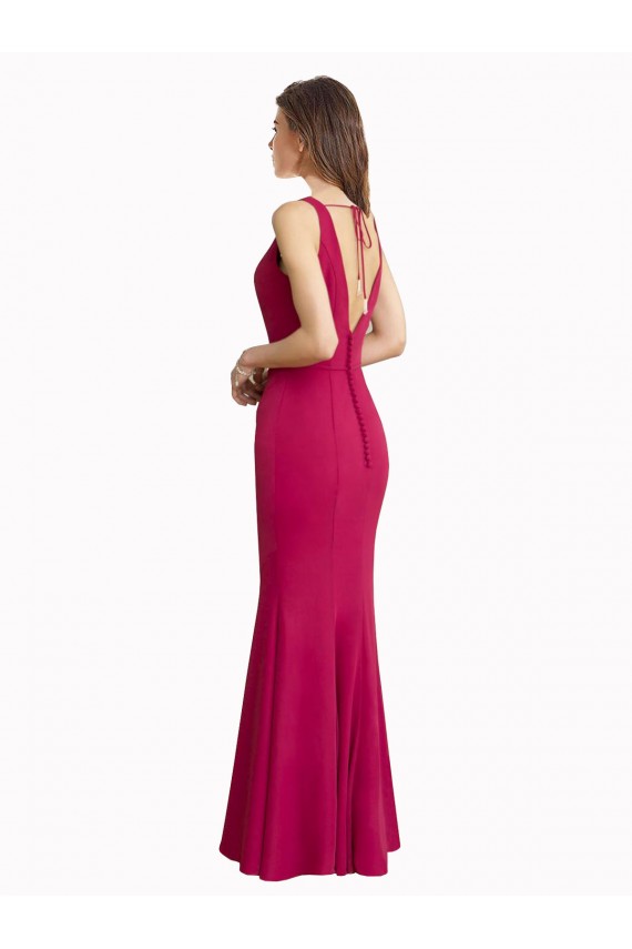 V-Neck Mermaid Chiffon Prom Dress with V-Back and Belt for Sale
