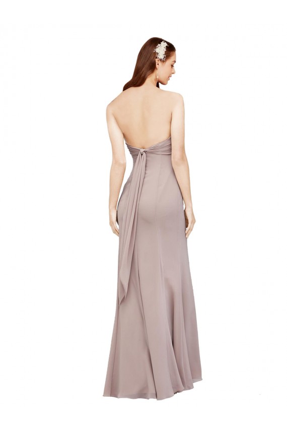 Fit and Flare Long Chiffon Prom Dress with Sash and Open Back for Sale