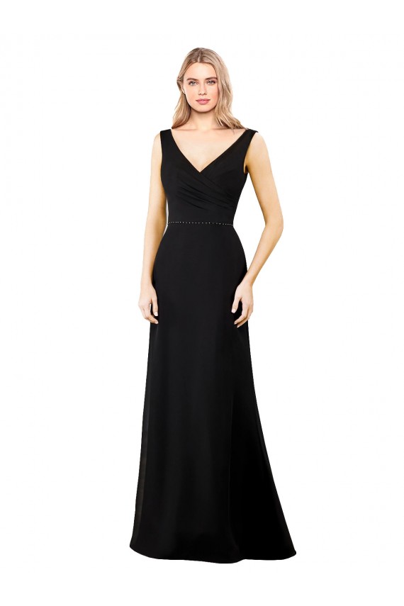 V-Neckline Chiffon Prom Dress with Draped Bodice for Sale