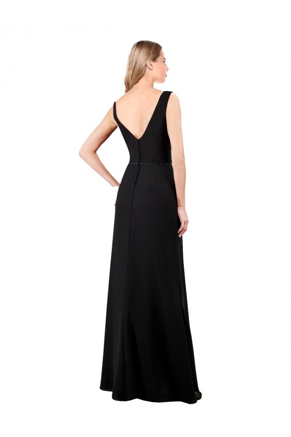 V-Neckline Chiffon Prom Dress with Draped Bodice for Sale