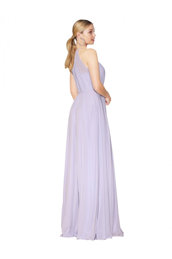 High Neck Halter Shirred Chiffon Prom Dress for Sale