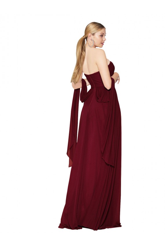 Draped Strapless Long A-Line Chiffon Prom Dress for Sale