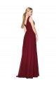 Draped A-Line V-Neck Floor Length Chiffon Prom Dress for Sale