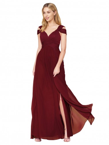 Off the Shoulder Long Chiffon Prom Dress with Side Slit for Sale