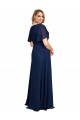 Chiffon V-Neck Short Sleeves Long Prom Dress with High Slit for Sale