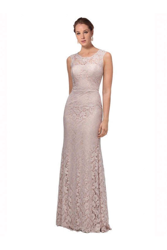 Long Sleeveless All Lace Prom Dress with Scoop Neckline for Sale