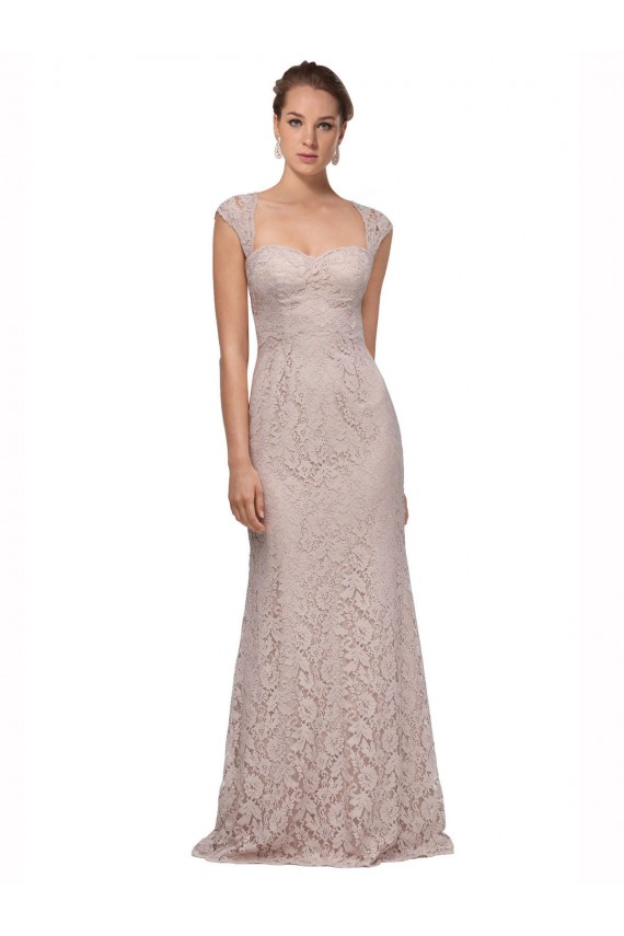 Sweetheart Neckline Cap Sleeves Lace Prom Dress with Twist for Sale