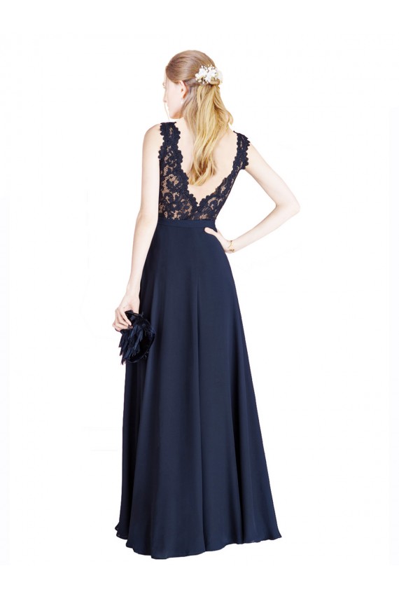 Bateaux Neckline A-Line Lace Prom Dress with Top Nude Layer for Sale