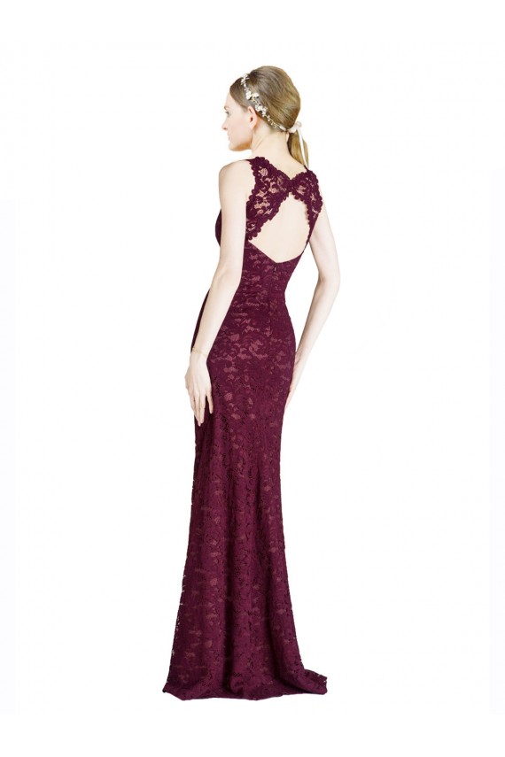 Long Lace Prom Dress with Peekaboo Bodice and Keyhole Back for Sale