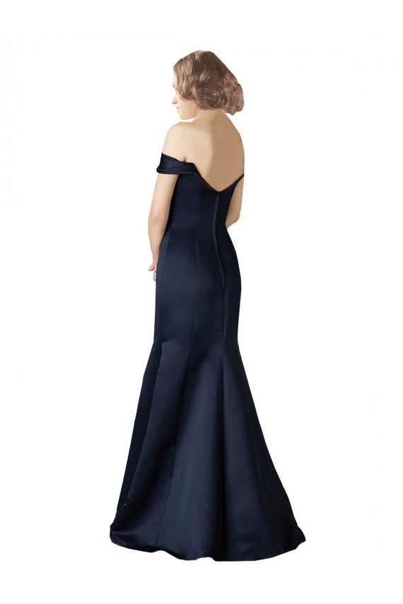 Fit and Flare Satin Prom Dress with Off the Shoulder Neckline for Sale