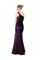 Long Ruched Neckline One Shoulder Satin Prom Dress for Sale