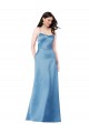 Crossing Strap Back Pleated Bodice Long Satin Prom Dress for Sale