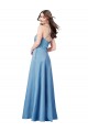 Crossing Strap Back Pleated Bodice Long Satin Prom Dress for Sale
