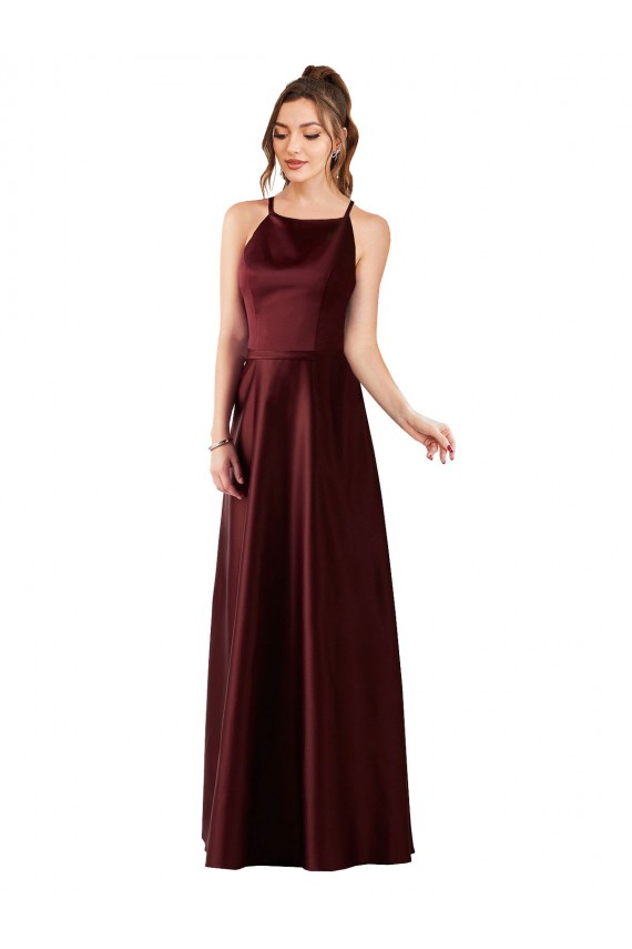 Sleek Satin Prom Dress with Pockets for Sale