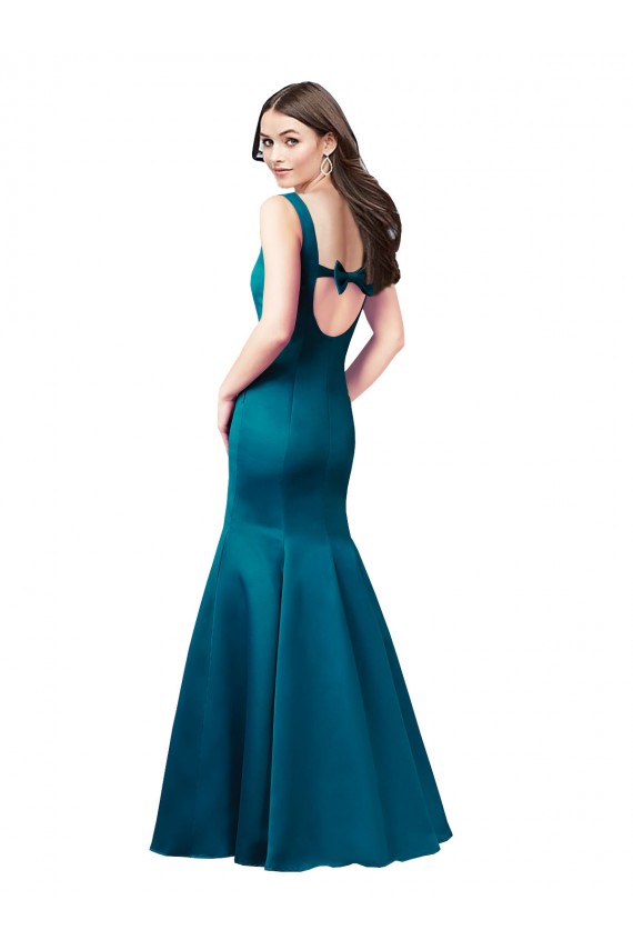 Long Sleek Satin Prom Dress with U-Back for Sale