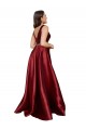Sleeveless Deep V-Neck A-Line Satin Prom Dress with Pockets for Sale