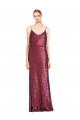 High Neck Halter Long Slim Sequin Prom Dress with V-Neck and Blouson Bodice for Sale