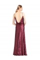 High Neck Halter Long Slim Sequin Prom Dress with V-Neck and Blouson Bodice for Sale