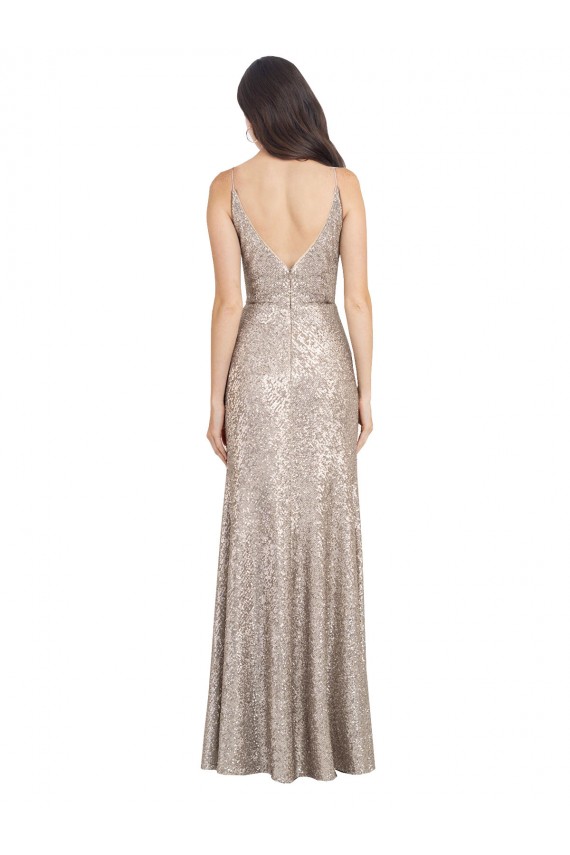 V-Neck Fully Sequin Prom Dress with V-Back and Front Slit for Sale