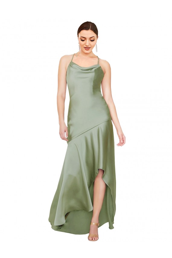 Silky Satin Prom Dress with Bias Cut Skirt for Sale