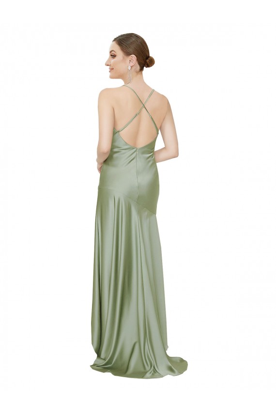 Silky Satin Prom Dress with Bias Cut Skirt for Sale
