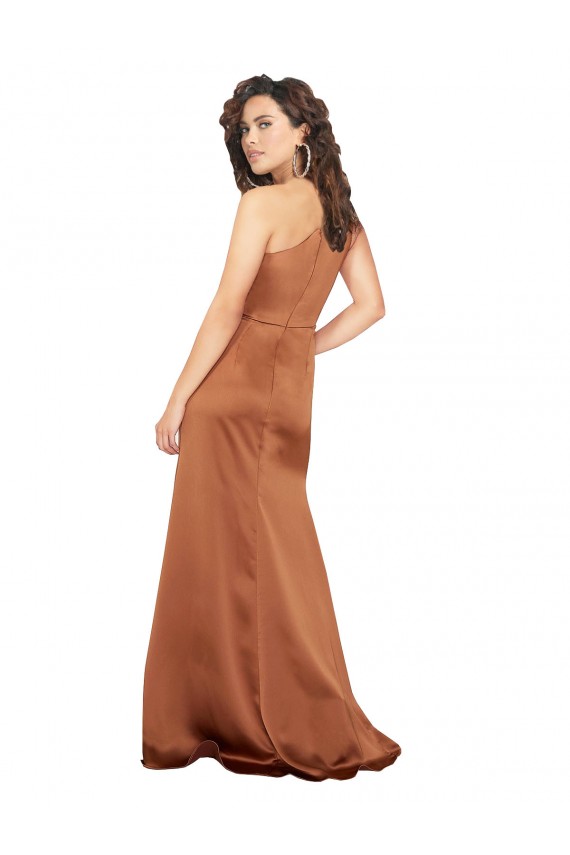 One Shoulder Silky Satin Prom Dress for Sale