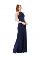 High Neck Satin Prom Dress with Strappy Back for Sale
