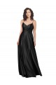 Full Length V-Neckline Silky Satin Prom Dress with Full Skirt for Sale