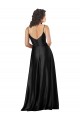 Full Length V-Neckline Silky Satin Prom Dress with Full Skirt for Sale