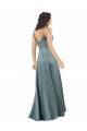 Silky Satin Floor-Length Long Prom Dress with V-Neckline for Sale
