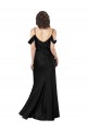 Off the Shoulder Sleeves Silky Satin Prom Dress with Skirt Slit for Sale