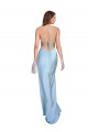 Open Back with Ties Cowl Neck Sheath Silky Satin Long Bridessmaid Dress for Sale