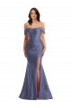 Off the Shoulder Corset Silky Satin Mermaid Prom Dress with Side Slit for Sale