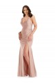 Deep V-Neck Silky Satin Mermaid Prom Dress with Side Slit for Sale