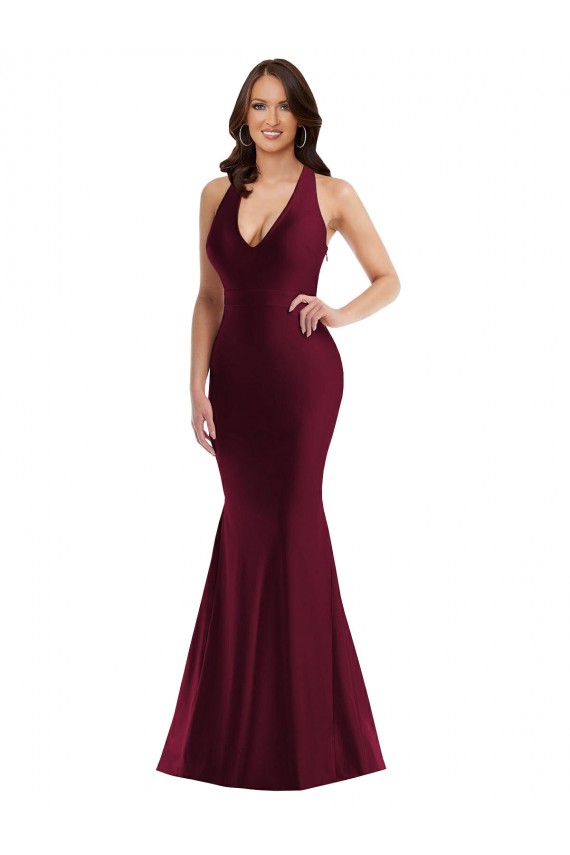 Plunge Neckline Cutout Low Back Silky Satin Mermaid Prom Dress for Sale