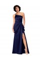 One Shoulder Silky Satin Prom Dress with Skirt Slit for Sale
