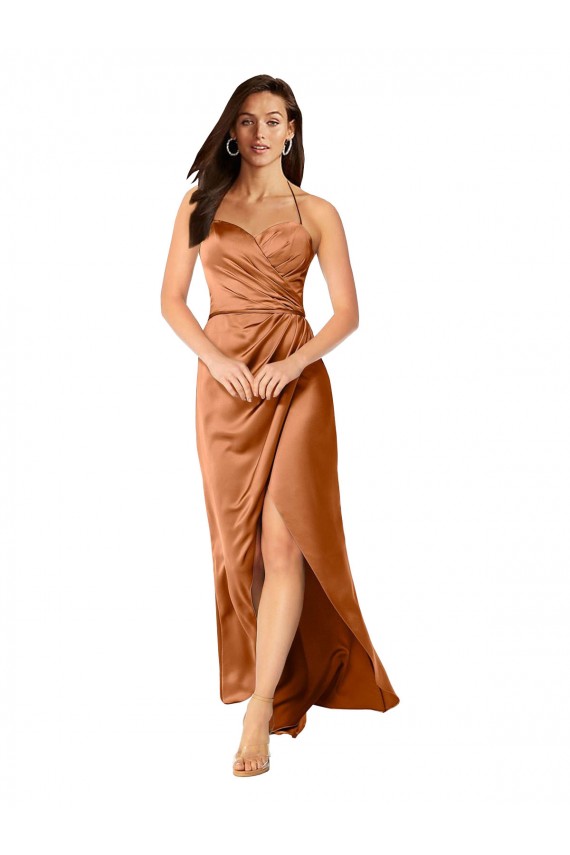 Faux-Wrap Skirt Silky Satin Prom Dress for Sale