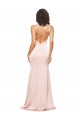 Full Length Ruched Silky Satin Prom Dress with Low Back and High Split for Sale