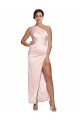 One Shoulder Full Length Long Silky Satin Prom Dress with Thigh Split for Sale