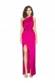 One Shoulder Long Full Length Silky Satin Prom Dress with Front Side Split for Sale