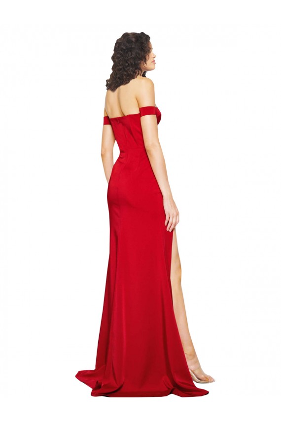 Off the Shoulder Sweetheart Bustier Style Silky Satin Prom Dress with Side Split for Sale