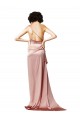 Low Back One Shoulder Full Length Silky Satin Prom Dress for Sale