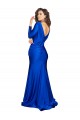 Deep V-Neck Long Sleeves Silky Satin Prom Dress for Sale