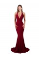 Halter Mermaid Plunge V-Neckline Open Back Bow Tie Spandex Prom Dress for Sale