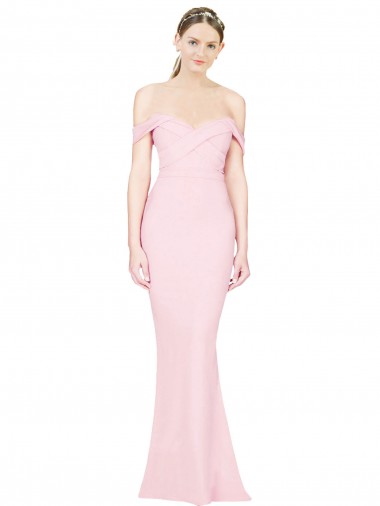 Full Length Off the Shoulder Prom Dress with Twist Front for Sale