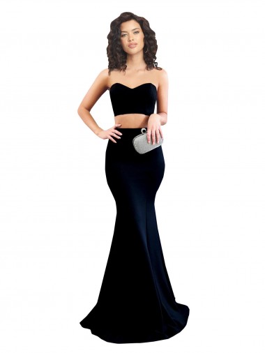 Two Piece High Neck Crepe Prom Dress for Sale