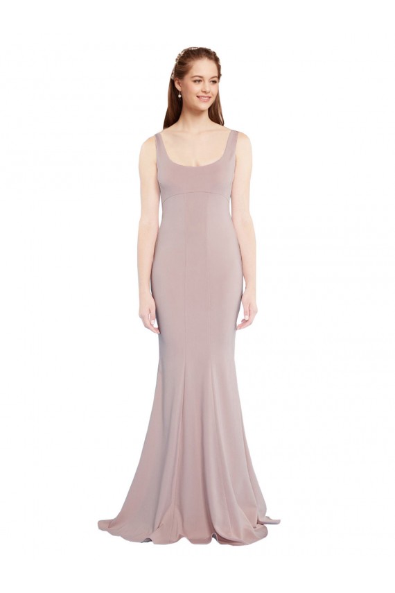 Sleeveless Scoop Neck Fully Lined Crepe Prom Dress for Sale