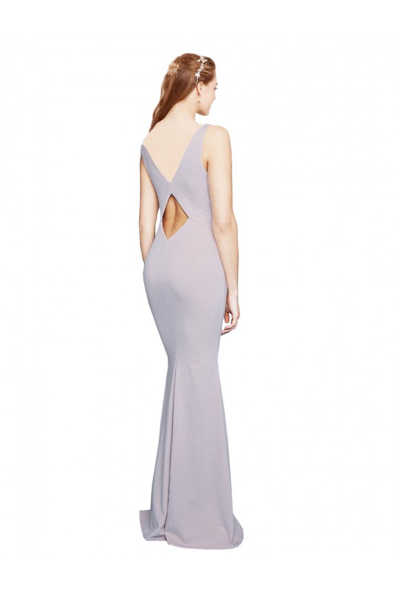 Cut-Out Back V-Neckline Mermaid Crepe Prom Dress Keyhole Back for Sale