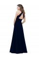 High Neck Crepe Prom Dress with Pleats and Keyhole Back for Sale