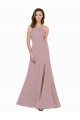 High Neck Crepe Prom Dress with Pleats and Keyhole Back for Sale